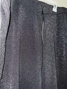 T Tahari Woman Metallic Sparkle Knit Wide Leg Pants Black Silver Plus Size 1X
